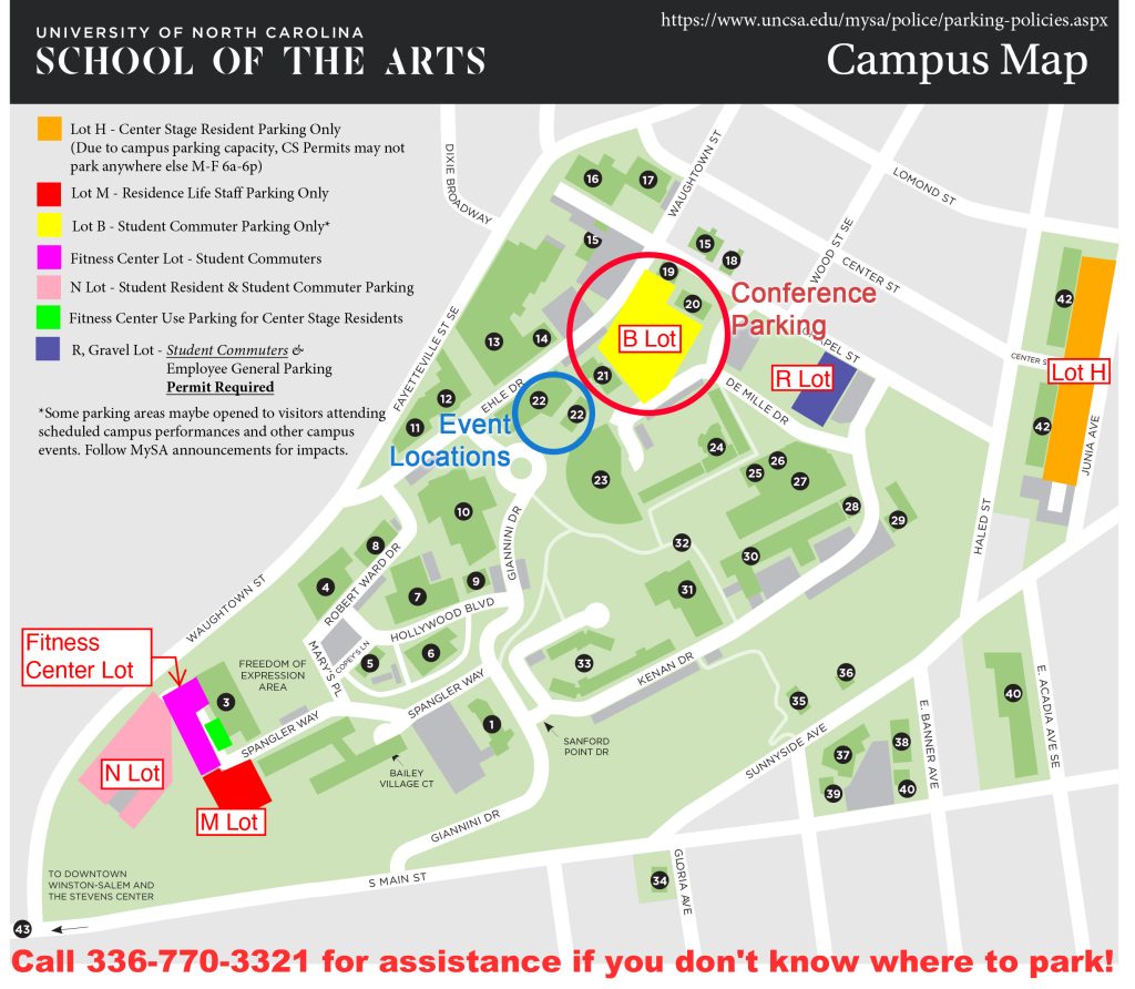 University of North Carolina School of the Arts Parking Map